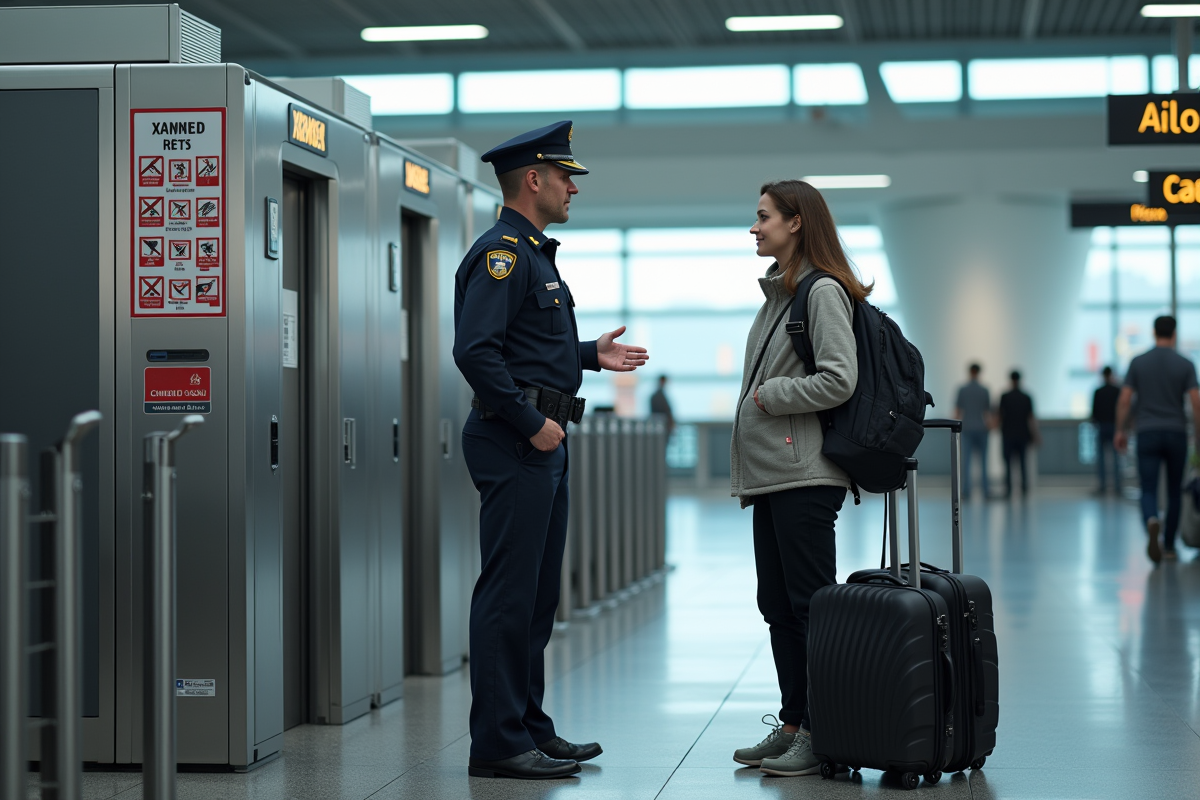 Agent de sécurité montrant la liste d