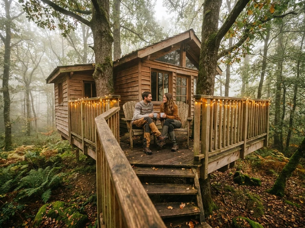 Cabane dans les arbres en forêt de l'Oise pour un week-end nature en couple