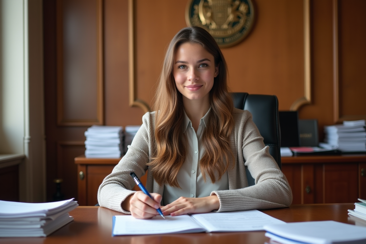 Jeune femme remplissant formulaire de nationalite