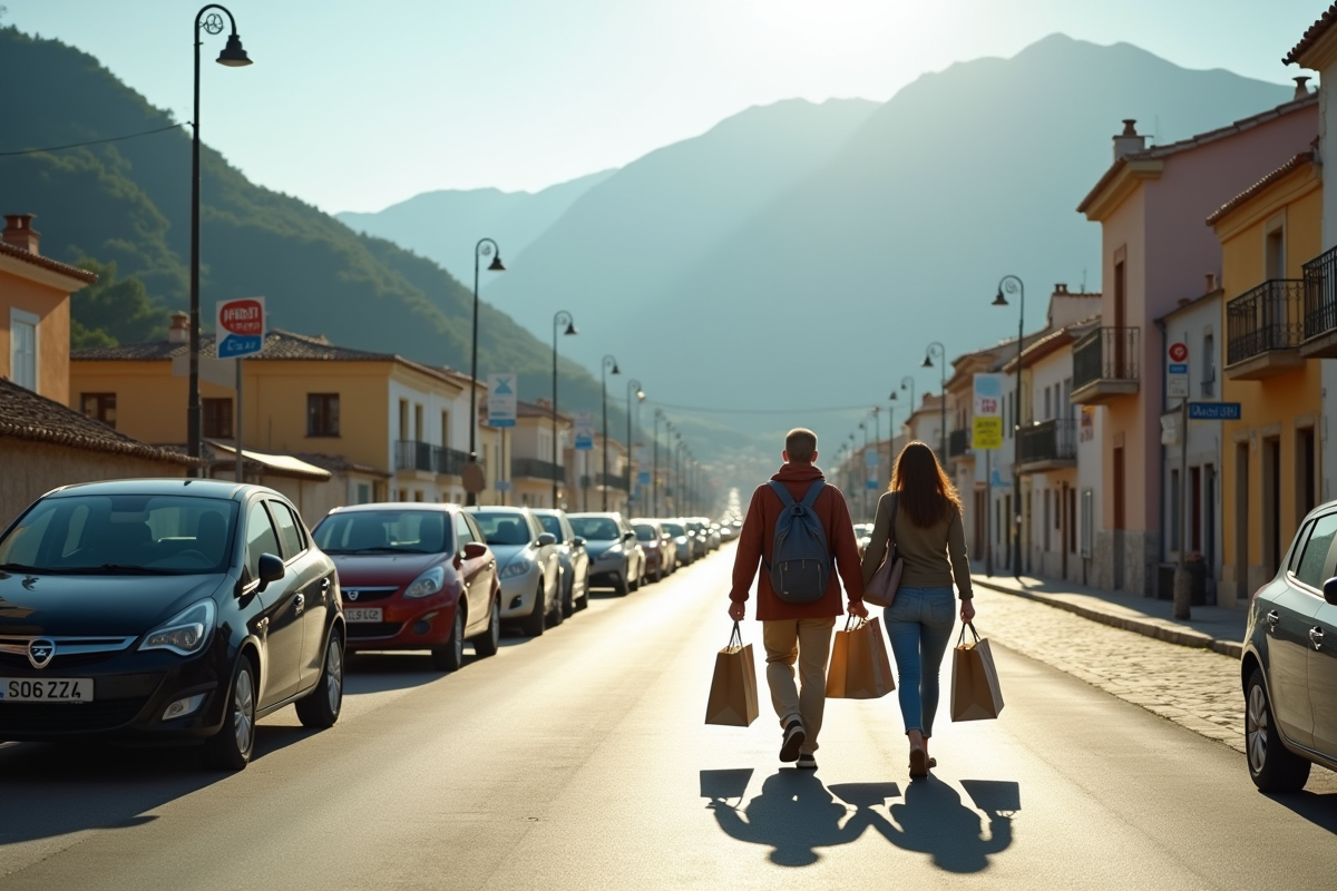 Scène animée à la frontière de La Jonquera avec voyageurs et voitures