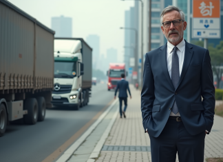 Transports polluants : quel est leur impact sur l’environnement ? Homme d'âge moyen en costume regardant la circulation urbaine