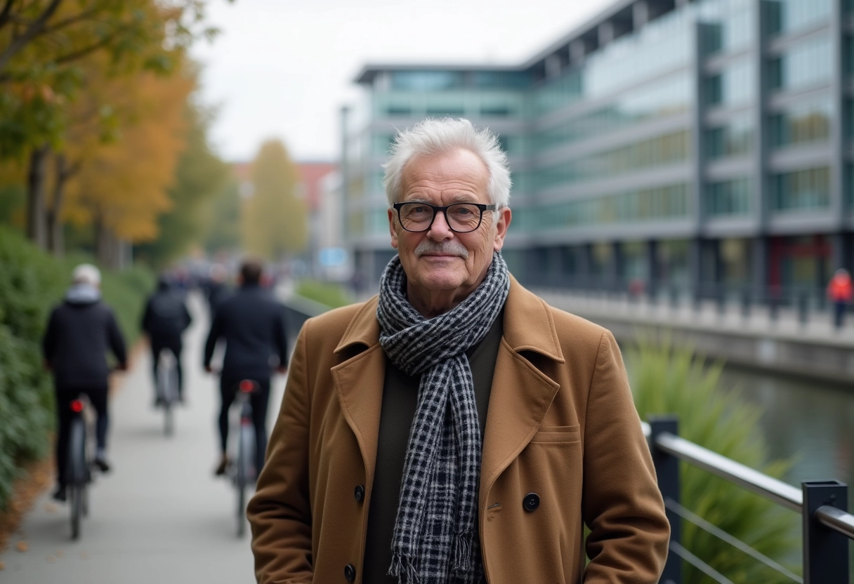 Homme âgé marchant le long d