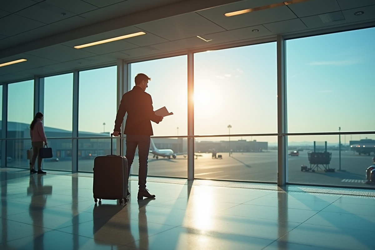 Personne à l'aéroport de Bruxelles regardant le tableau des départs