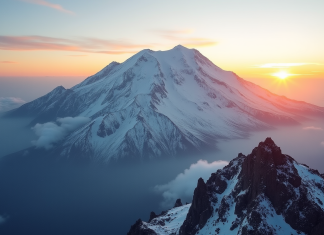Sommet enneige de Kilimanjaro au lever du soleil