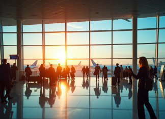Hub aérien mondial : quel est le plus important au monde ? Terminal aéroport international avec voyageurs et avions